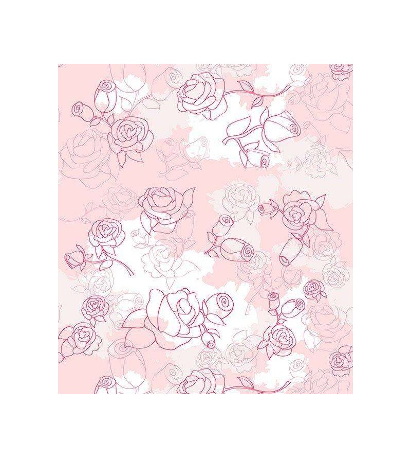 Papel de parede floral vintage rosa e branco
