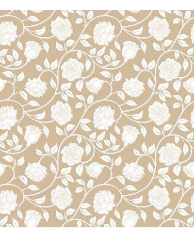 Papel de parede romântico florais brancos e fundo marrom claro Papel de parede romântico florais brancos e fundo marrom claro