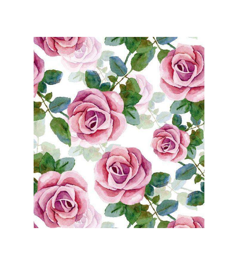 Papel de parede floral outonal rosa e verde e fundo branco