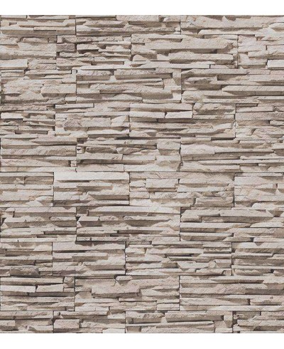 Papel de parede modelo pedras em tom das cores bege, marrom e cinza, com detalhes na cor preta - Textura 48