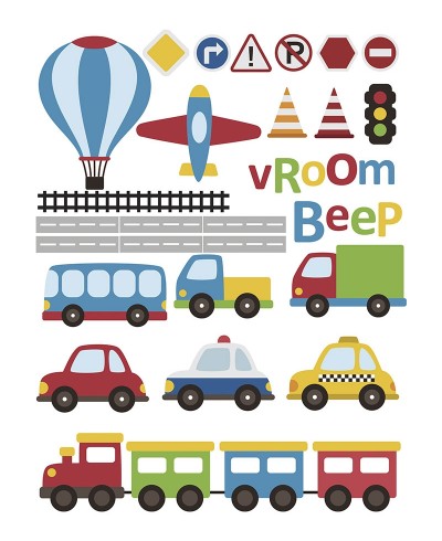 Sticker tema carro, avião e balão