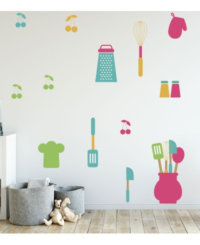Sticker tema cozinha com utensílios coloridos infantis