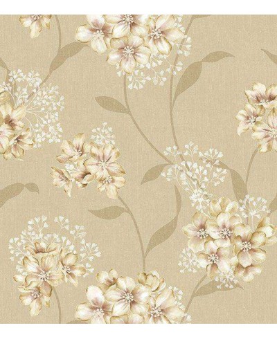 Papel de parede em tons marrom, bege e detalhes em branco - Dream 18