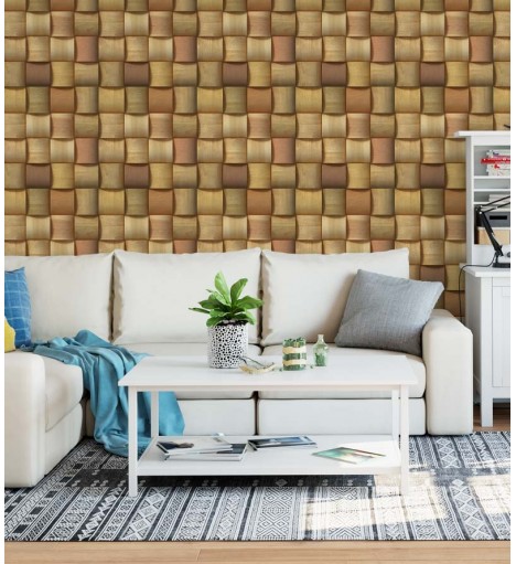 Papel de parede estilo tacos quadrados de madeira - Madeira 116