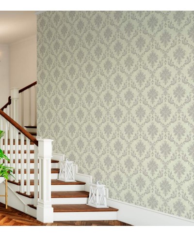 Papel de parede em tons de verde e cinza- Damask 28 Papel de parede em tons de verde e cinza- Damask 28
