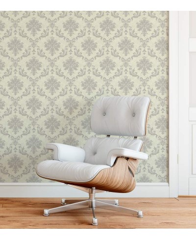 Papel de parede em tons de verde e cinza- Damask 28 Papel de parede em tons de verde e cinza- Damask 28