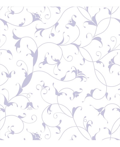 Papel de parede com fundo branco e detalhes em tons lilás - Dream 67 Papel de parede com fundo branco e detalhes em tons lilás - Dream 67