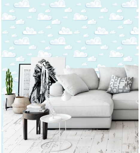 Papel de Parede Infantil Com um Lindo Céu e Nuvens - Kids 240