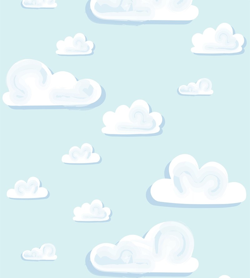 Papel de Parede Infantil Com um Lindo Céu e Nuvens - Kids 240