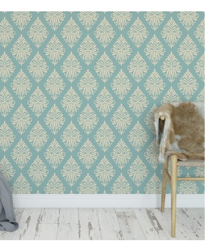 Papel de parede com Fundo Verde com detalhes em tons de Bege