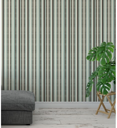 Papel de parede com listras azul, preto e branco - Listrado 1026