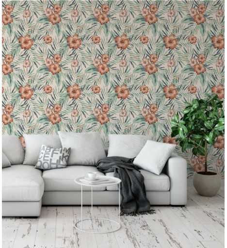 Papel de parede com Flores em tons de Laranja - Nature 211