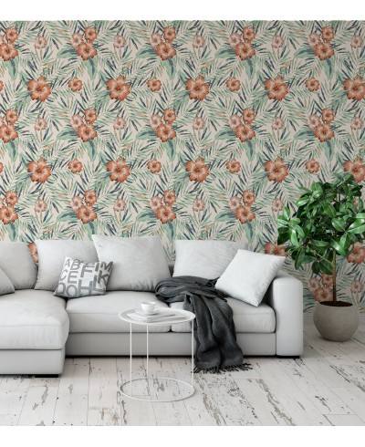 Papel de parede com Flores em tons de Laranja - Nature 211 Papel de parede com Flores em tons de Laranja - Nature 211