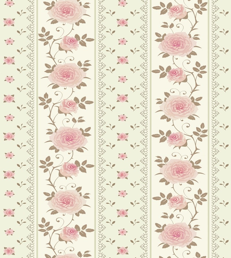 Papel de parede com Lindas flores e Listras Cinzas Claras - Rose 427