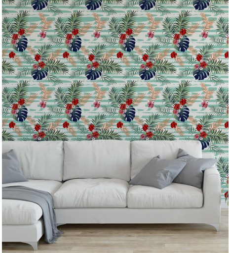 Papel de parede com Flores em tons Vermelho - Nature 212