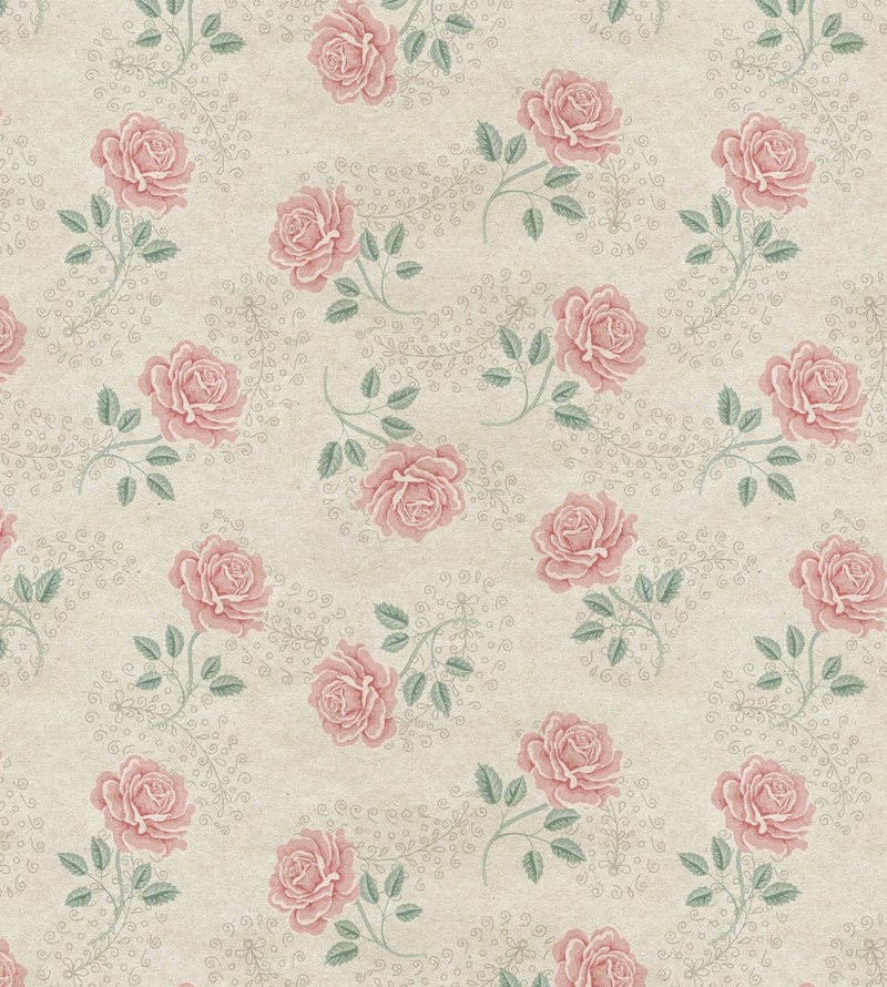 Papel de parede envelhecido rosa e verde com fundo marrom