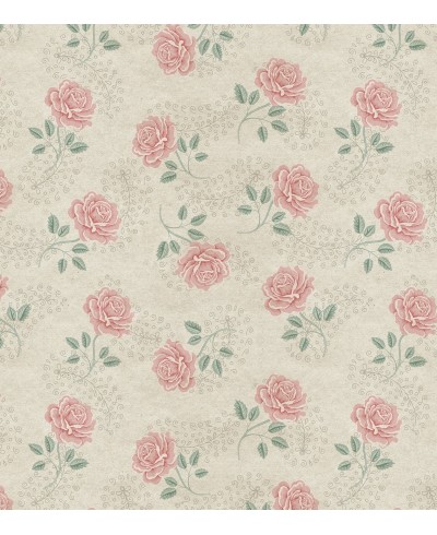 Papel de parede envelhecido rosa e verde com fundo marrom