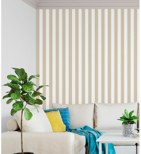 Papel de parede com listras bege e branco - Listrado 1028