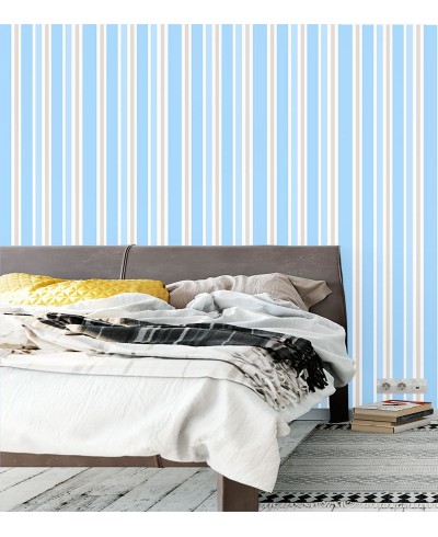 Papel de parede com listras azul cinza branco - Listrado 1030