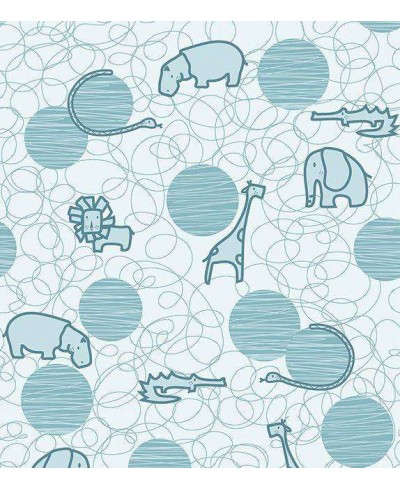 Papel de Parede Bebê Safari Azul Papel de Parede Bebê Safari Azul