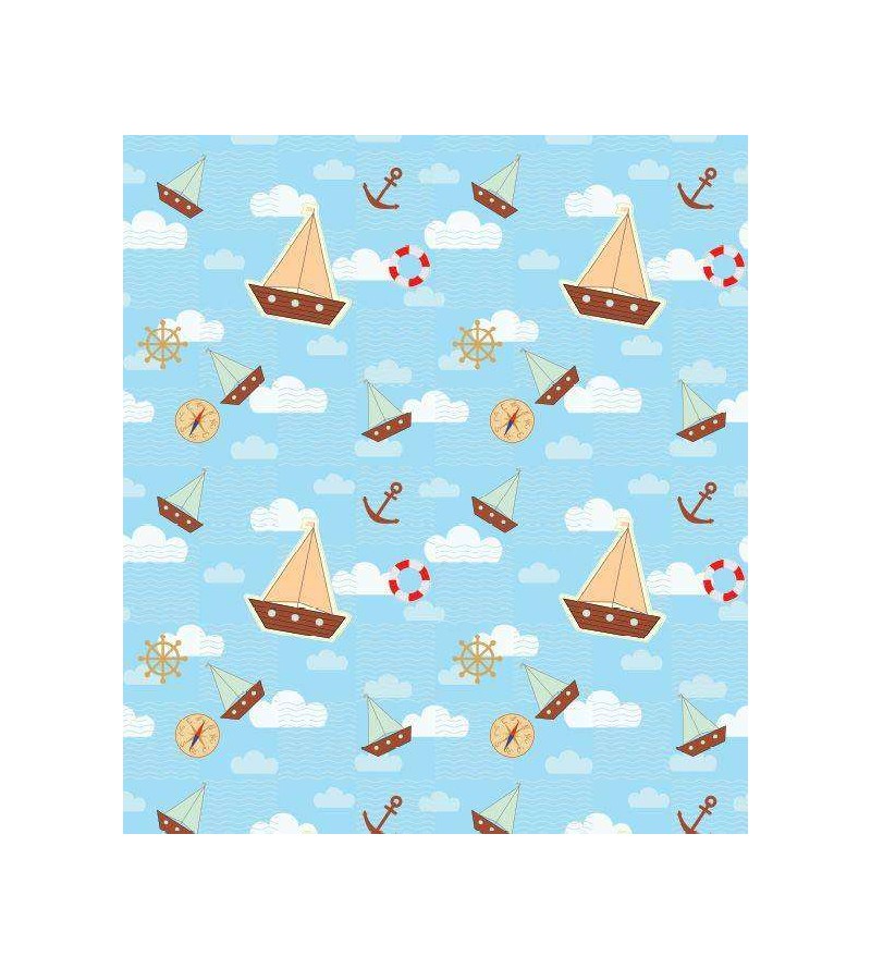 Papel de Parede Bebê Barquinhos Cartoon