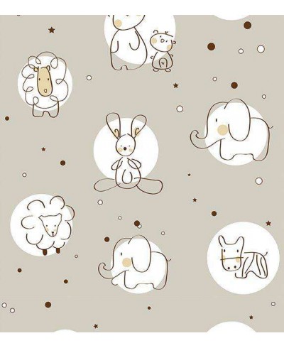 Papel de Parede Bebê Marrom Claro Animais