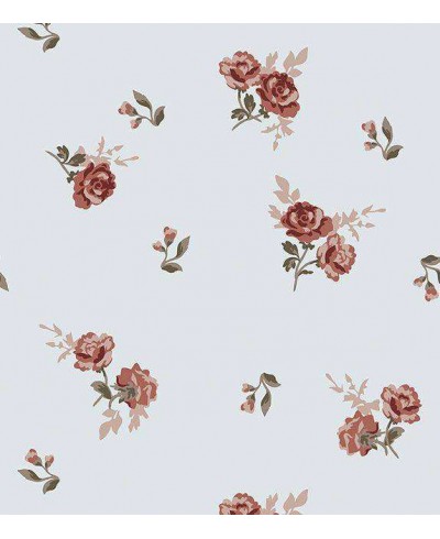 Papel de parede floral com fundo cinza claro e detalhes em tons de marrom, bege e verde musgo - Encanto 20 Papel de parede floral com fundo cinza claro e detalhes em tons de marrom, bege e verde musgo - Encanto 20