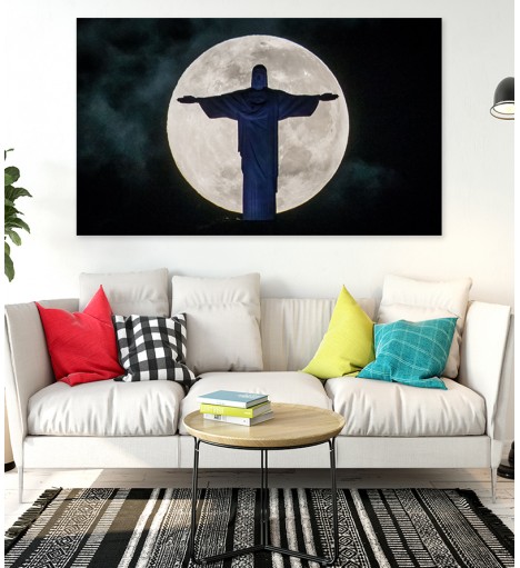 Painel Fotográfico Paisagem Cristo e Lua