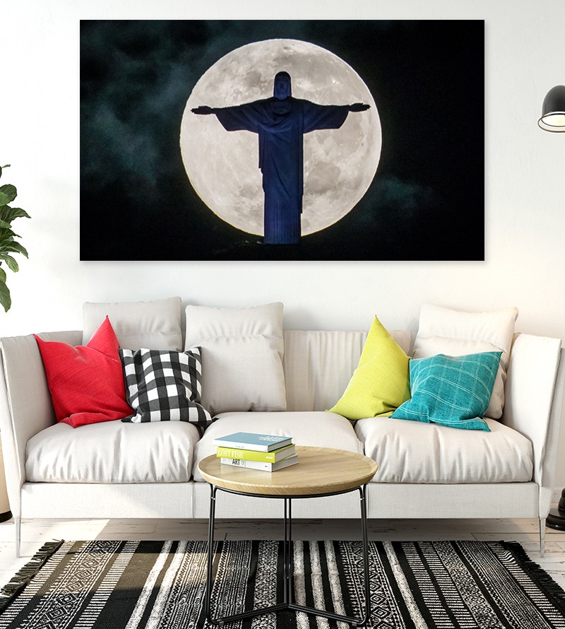 Painel Fotográfico Paisagem Cristo e Lua