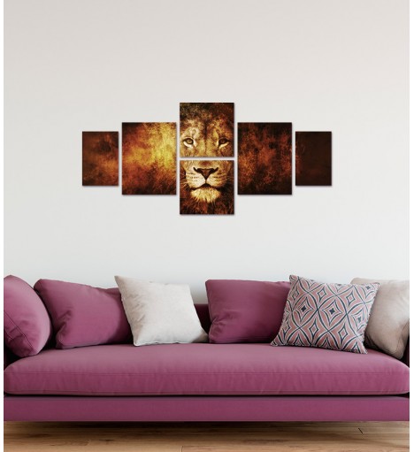 Quadros Compostos Modelo Rosto Leão Fogo