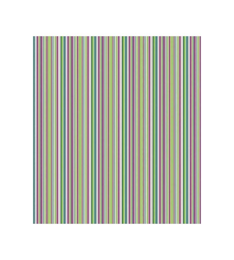 Papel de parede com listras em tons de verde, branco, cinza e roxo - Listrado 69