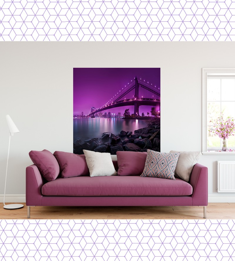 Papel de Parede Foto Mural Ponte Night Pink