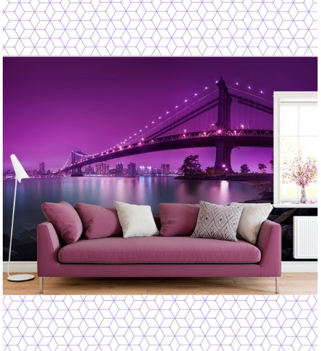 Papel de Parede Foto Mural Ponte Night Pink