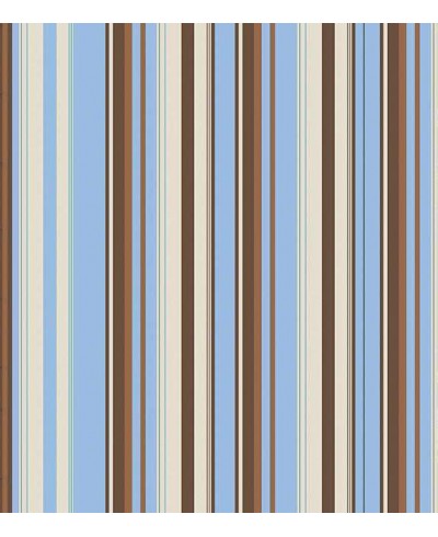 Papel de parede com listras em tons de marrom, azul e bege - Listrado 131