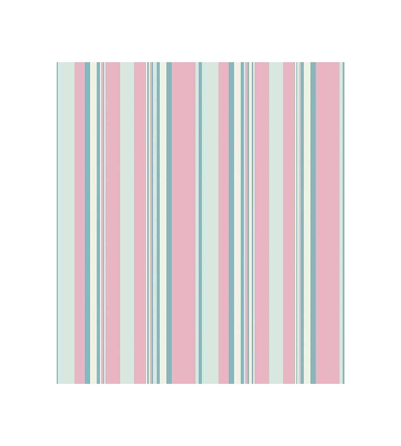 Papel de parede listrado rosa bebê, azul, e branco