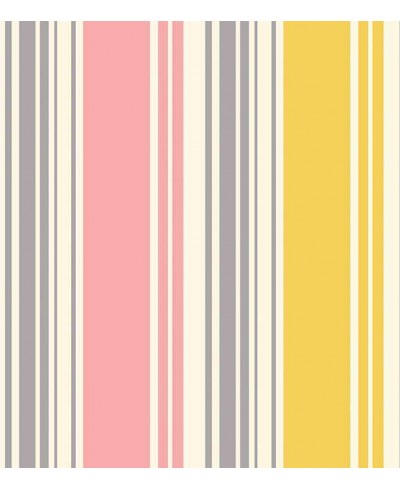 Papel de parede listrado, cinza, rosa e amarelo - Listrado 189