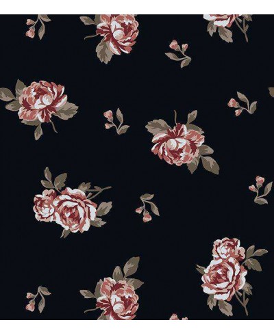 Papel de parede com flores em carmim com detalhes em vermelho desbotado, com folhagem em verde musgo - Luxury 11