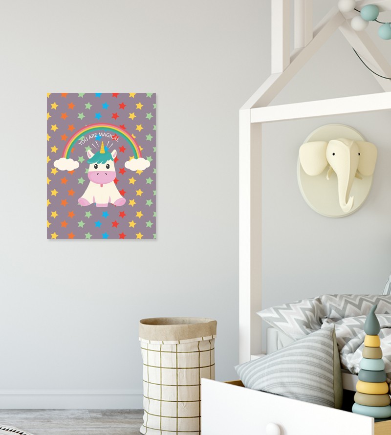 Quadro Decorativo Unicórnio Estrelas