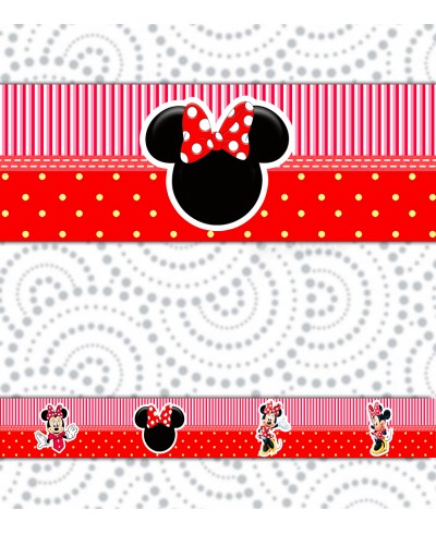 Border Minnie Vermelha Listras e Bolinhas Border Minnie Vermelha Listras e Bolinhas