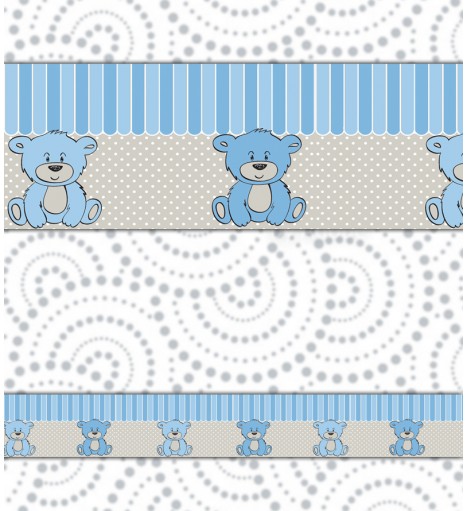 Border Ursinho Pelúcia Azul Listras