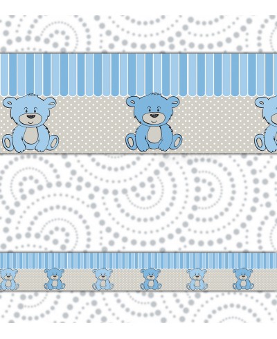 Border Ursinho Pelúcia Azul Listras Border Ursinho Pelúcia Azul Listras