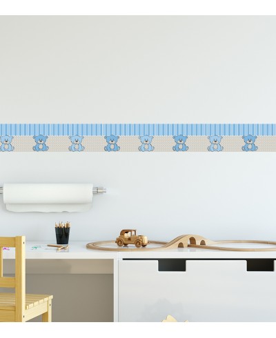 Border Ursinho Pelúcia Azul Listras Border Ursinho Pelúcia Azul Listras