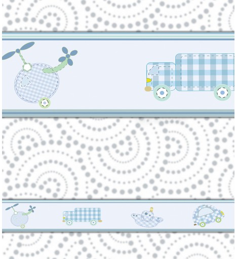 Border Bebê Helicóptero e Caminhão Traços de Linha