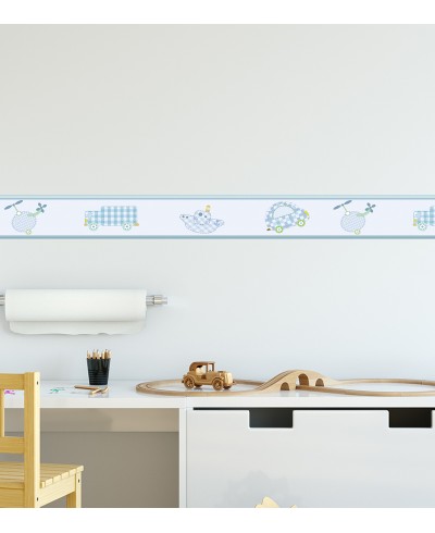 Border Bebê Helicóptero e Caminhão Traços de Linha Border Bebê Helicóptero e Caminhão Traços de Linha