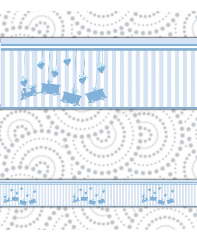 Border Trenzinho Azul com Listras Border Trenzinho Azul com Listras