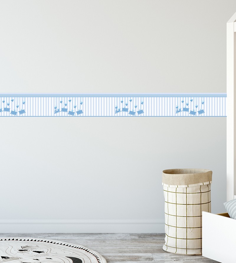 Border Trenzinho Azul com Listras