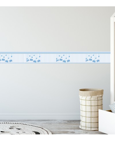 Border Trenzinho Azul com Listras Border Trenzinho Azul com Listras