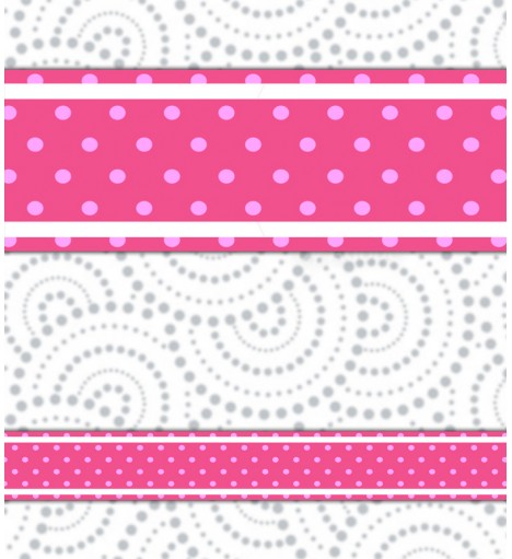 Border Faixa Rosa com Listras e Bolinhas em Lilás