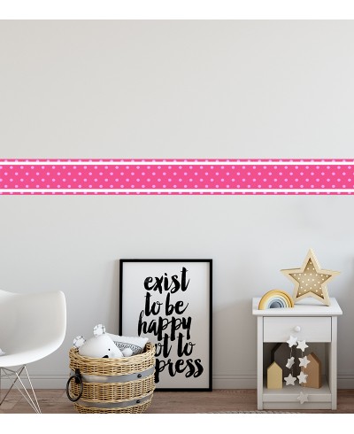 Border Faixa Rosa com Listras e Bolinhas em Lilás