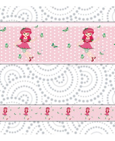 Faixa Decorativa Teen com Bolinhas e Detalhas em Branco Faixa Decorativa Teen com Bolinhas e Detalhas em Branco